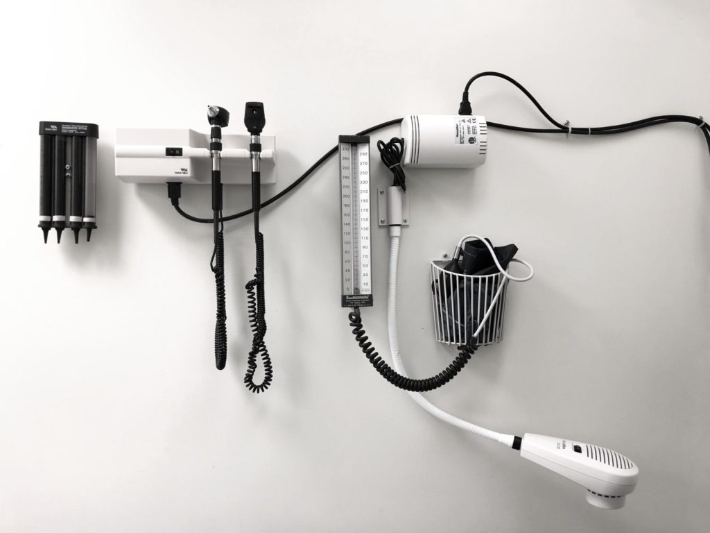 medical equipment on white background
