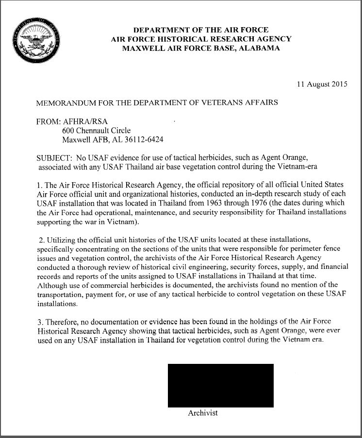 Memo Used By VA To Wrongly Deny Claims Of Thailand Veterans