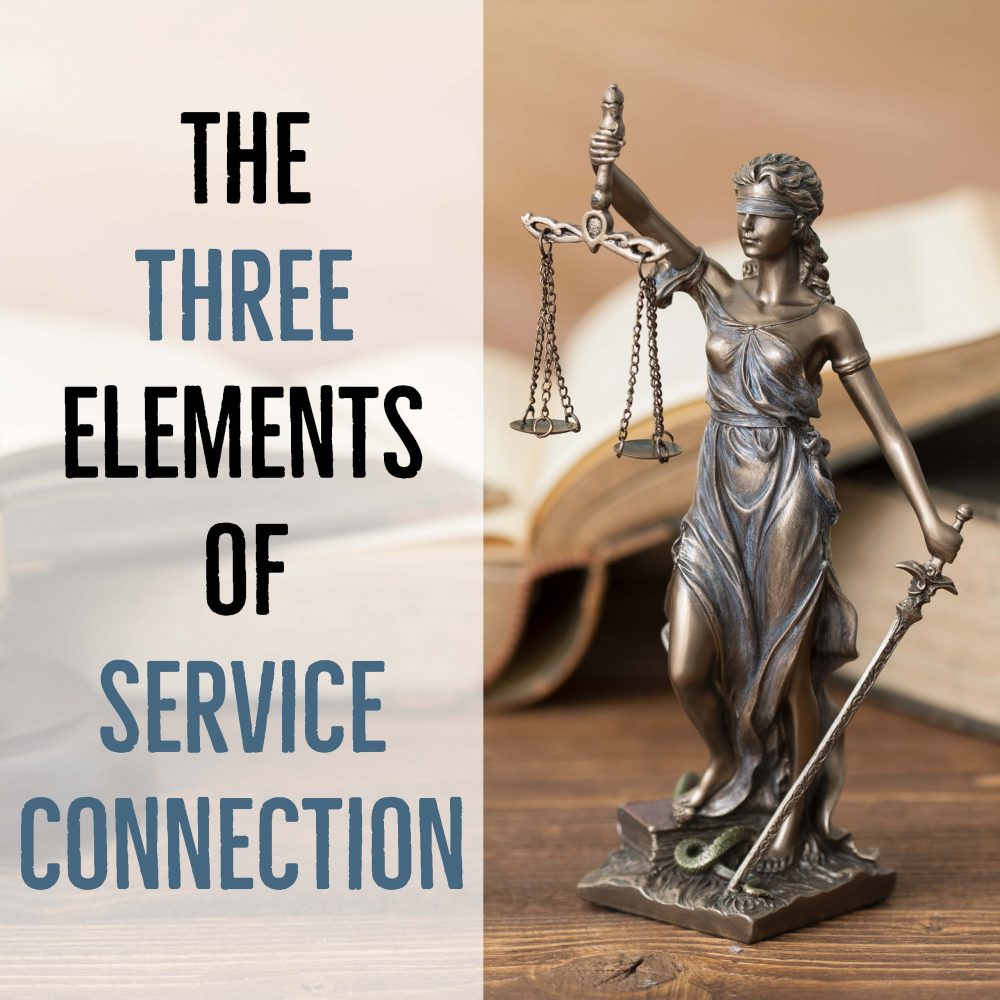 Lady justice VA benefits 3 elements service connection