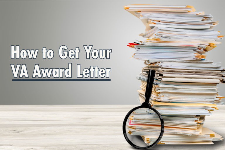 how to get a copy of va award letter. Files stacked with magnifying glass leaning on the stack.