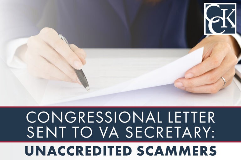 Congressional Letter Sent to VA Secretary: Unaccredited Scammers