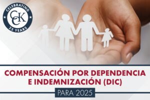 Compensación por dependencia e indemnización (DIC) para 2025.